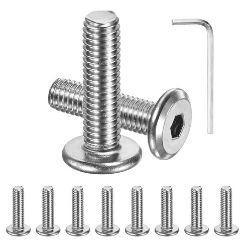 M METERXITY 10 عبوات من براغي غطاء الرأس المسطحة، M5x20mm 304 طقم تثبيت محرك سداسي من الفولاذ المقاوم للصدأ مع مفتاح سداسي للآلة/الأثاث/السيارات/البحرية، مسامير سداسية كاملة الخيط in Kuwait
