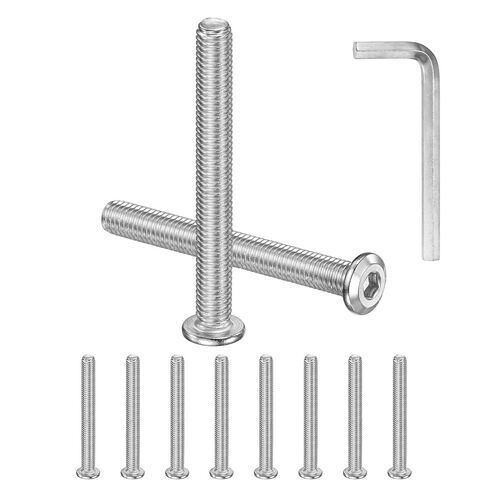 M METERXITY 10 عبوات من براغي غطاء الرأس المسطحة، M5x20mm 304 طقم تثبيت محرك سداسي من الفولاذ المقاوم للصدأ مع مفتاح سداسي للآلة/الأثاث/السيارات/البحرية، مسامير سداسية كاملة الخيط in Kuwait