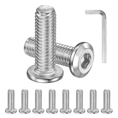 M METERXITY 10 عبوات من براغي غطاء الرأس المسطحة، M5x20mm 304 طقم تثبيت محرك سداسي من الفولاذ المقاوم للصدأ مع مفتاح سداسي للآلة/الأثاث/السيارات/البحرية، مسامير سداسية كاملة الخيط in Kuwait
