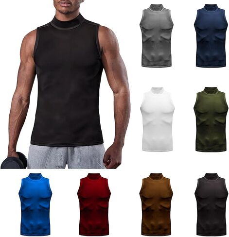 Compression Shirt Men Shapewear Slim & Muscle Fit Sports Vest - Tummy Control Sleeveless Gym Workout Tank Top Shirts in Saudi Arabia