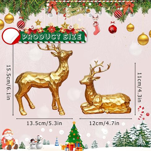 Reindeer Christmas Decoration, 2PCS Deer Christmas Decor, Reindeer Figurines for Christmas Decor, Small Decorative Deer Figurines for Indoor Christmas Table Mantle Decorations (Pine Cone White) in Saudi Arabia