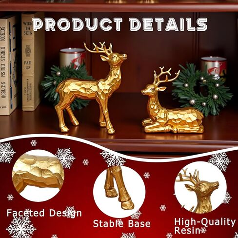 Reindeer Christmas Decoration, 2PCS Deer Christmas Decor, Reindeer Figurines for Christmas Decor, Small Decorative Deer Figurines for Indoor Christmas Table Mantle Decorations (Pine Cone White) in Saudi Arabia
