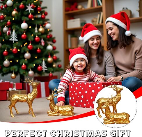 Reindeer Christmas Decoration, 2PCS Deer Christmas Decor, Reindeer Figurines for Christmas Decor, Small Decorative Deer Figurines for Indoor Christmas Table Mantle Decorations (Pine Cone White) in Saudi Arabia