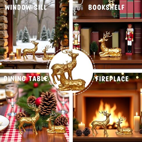 Reindeer Christmas Decoration, 2PCS Deer Christmas Decor, Reindeer Figurines for Christmas Decor, Small Decorative Deer Figurines for Indoor Christmas Table Mantle Decorations (Pine Cone White) in Saudi Arabia