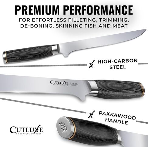 Cutluxe Japanese Boning Knife for Meat Cutting – 6" Razor Sharp – High Carbon Stainless Steel Blade – Fillet knife for Fish – Full Tang, Ergonomic Pakkawood Handle Design – Shinobi Series in Saudi Arabia