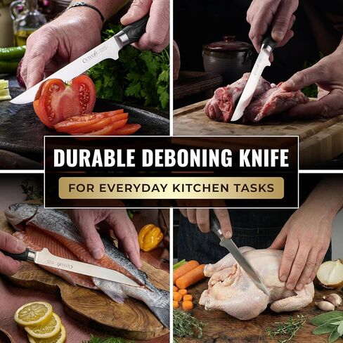 Cutluxe Japanese Boning Knife for Meat Cutting – 6" Razor Sharp – High Carbon Stainless Steel Blade – Fillet knife for Fish – Full Tang, Ergonomic Pakkawood Handle Design – Shinobi Series in Saudi Arabia