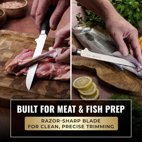 Cutluxe Japanese Boning Knife for Meat Cutting – 6" Razor Sharp – High Carbon Stainless Steel Blade – Fillet knife for Fish – Full Tang, Ergonomic Pakkawood Handle Design – Shinobi Series in Saudi Arabia
