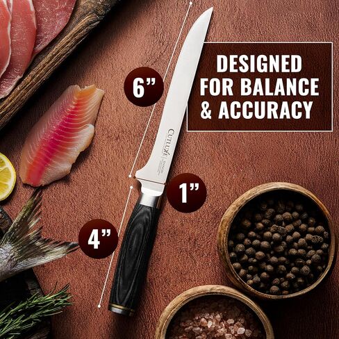 Cutluxe Japanese Boning Knife for Meat Cutting – 6" Razor Sharp – High Carbon Stainless Steel Blade – Fillet knife for Fish – Full Tang, Ergonomic Pakkawood Handle Design – Shinobi Series in Saudi Arabia