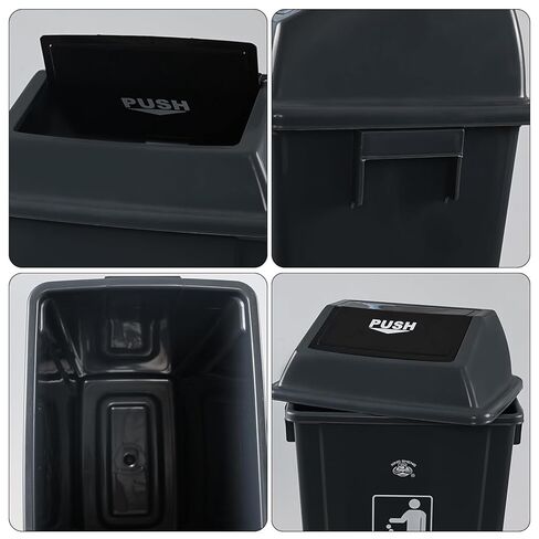 سلة مهملات بغطاء علوي متأرجح للمطبخ سعة 18 جالون، 4 عبوات من سلة المهملات البلاستيكية مع غطاء متأرجح للمطبخ، رمادي in Kuwait