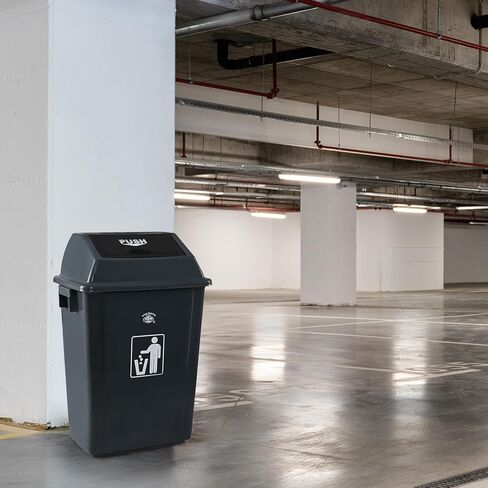 سلة مهملات بغطاء علوي متأرجح للمطبخ سعة 18 جالون، 4 عبوات من سلة المهملات البلاستيكية مع غطاء متأرجح للمطبخ، رمادي in Kuwait