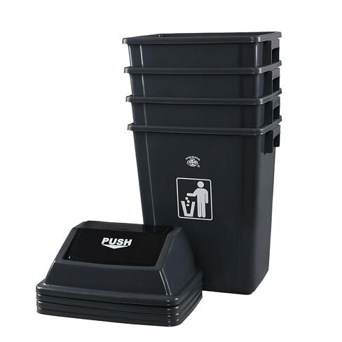 سلة مهملات بغطاء علوي متأرجح للمطبخ سعة 18 جالون، 4 عبوات من سلة المهملات البلاستيكية مع غطاء متأرجح للمطبخ، رمادي in Kuwait