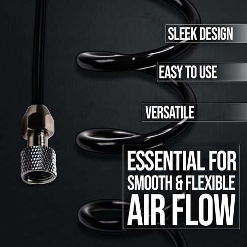 NO-NAME Brand 1/8" - 1/8" خرطوم هواء ملفوف من البولي يوريثين الأسود (4 م) in Kuwait