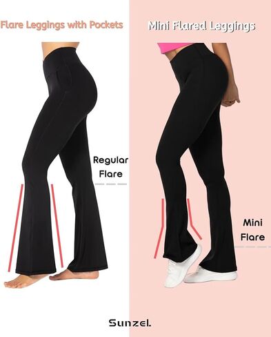 Sunzel Mini Flared Leggings for Women High Waist Tummy Control Casual Flare Yoga Pants for Yoga Workout Gym in Saudi Arabia
