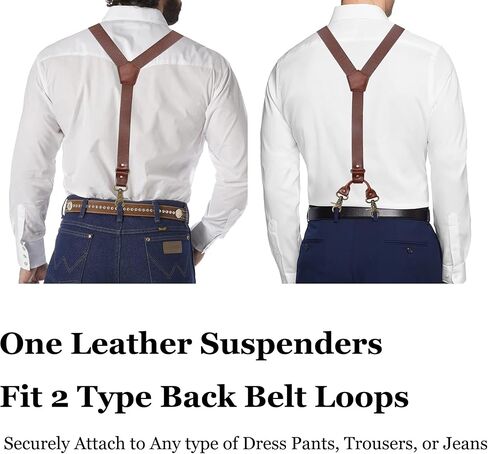 Leather Mens Suspenders Heavy Duty Y Back Adjustable with 4 Metal Snap Hooks Vintage Mens Suspenders Brace Big and Tall in Saudi Arabia
