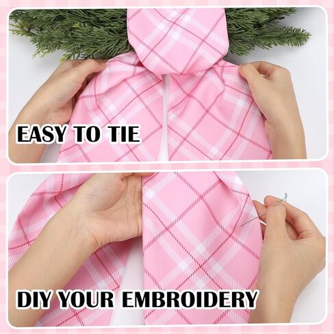 Blue Plaid Wreath Sash - 2 Pcs Stripe Wreath Sashes for Front Door Baby Shower, 60 Inch Wreaths Sash for Doorway Window Wall Home Decor Indoor Outdoor in Saudi Arabia