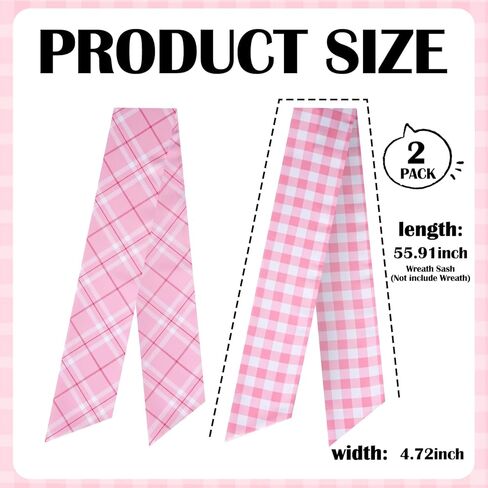 Blue Plaid Wreath Sash - 2 Pcs Stripe Wreath Sashes for Front Door Baby Shower, 60 Inch Wreaths Sash for Doorway Window Wall Home Decor Indoor Outdoor in Saudi Arabia