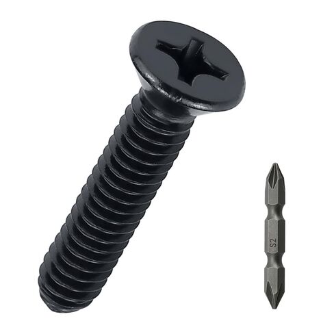 براغي ماكينة فيليبس ذات الرأس المسطح M4-0.7 × 12 مم 100 قطعة، من الفولاذ المقاوم للصدأ 304 (18-8)، براغي ذات رأس غاطس مطلية باللون الأسود، Fayeploo (مع لقمة فيليبس) in Kuwait