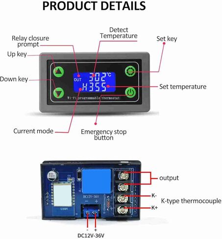 Generic WiFi Remote Temperature Controller, LCD Screen Display with K Type Thermocouple, for Drying Box Incubator Industrial Use in Saudi Arabia
