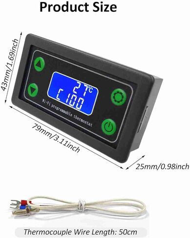 Generic WiFi Remote Temperature Controller, LCD Screen Display with K Type Thermocouple, for Drying Box Incubator Industrial Use in Saudi Arabia