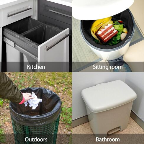 10 جالون (يناسب 30-35 لتر) 120 كيس قمامة برباط من RayPard، أكياس قمامة المطبخ متوسطة الحجم وبطانات سلة المهملات للمنزل والمكتب وأكياس النفايات السكنية الخفيفة في الهواء الطلق، أسود in Kuwait