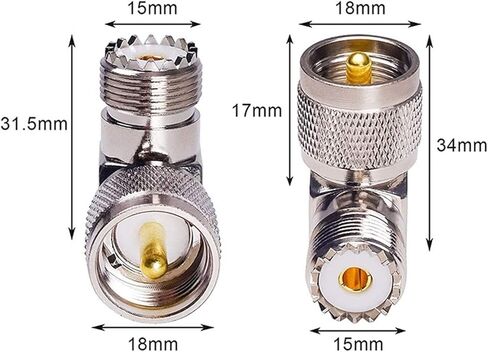 U H F SO239 Female to U H F PL259 Male Right Angle 90 Degree RF Connector 5Pcs in Saudi Arabia