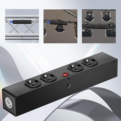 PowerCon Power Connector Box, 4 Edison Power, Suitable for DJ Equipment, Stage Lighting, and Sound Systems.Outlet for Indoor Use in Saudi Arabia