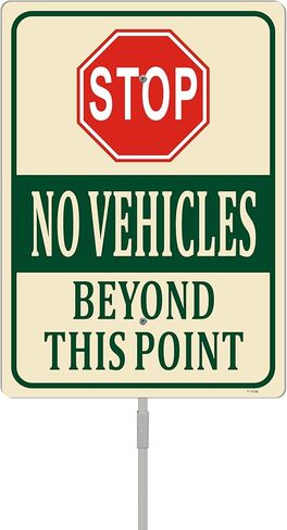 Stop No Vehicles Beyond This Point Sign No Traffic Entry Allowed 14" x 10" With 35" Long Metal Stake Private Property Driveway Road No Trespassing With Stand Aluminum Outdoor Yard Business Home in Saudi Arabia