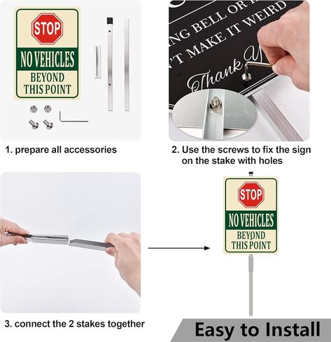 Stop No Vehicles Beyond This Point Sign No Traffic Entry Allowed 14" x 10" With 35" Long Metal Stake Private Property Driveway Road No Trespassing With Stand Aluminum Outdoor Yard Business Home in Saudi Arabia