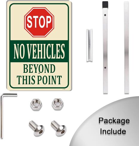 Stop No Vehicles Beyond This Point Sign No Traffic Entry Allowed 14" x 10" With 35" Long Metal Stake Private Property Driveway Road No Trespassing With Stand Aluminum Outdoor Yard Business Home in Saudi Arabia