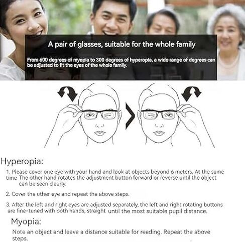 Adjustable Reading Glasses for Women and Men, Adjustable Glasses Dial Vision Perfect for Reading, Computer Use, and Daily Activities in Saudi Arabia