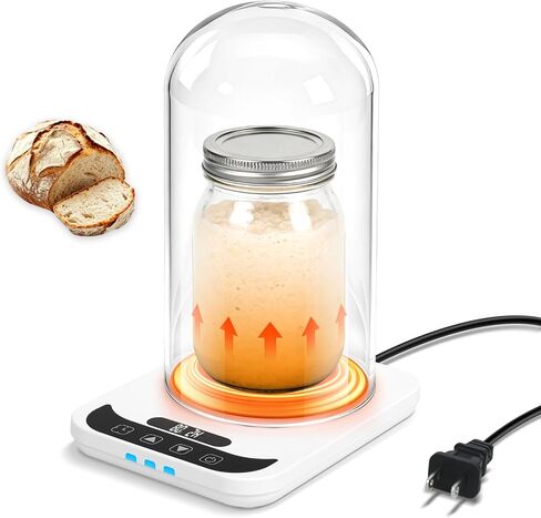 Sourdough Starter Warmer with Glass Dome, Sour Dough Warmer and Glass Cover - 70-100°F Precise 1°F Thermostat Control & 0-12H Timer Auto Warming ON/Off, Sourdough Warming Heating Mat in Saudi Arabia