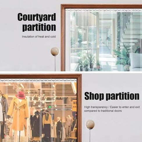 PVC Strip Door Curtain Kit - Waterproof Insulated Freezer & Outdoor Doorway Curtains | Anti-Snow, Wind Protection | 76.77x106.3in (W195xH270cm) in Saudi Arabia
