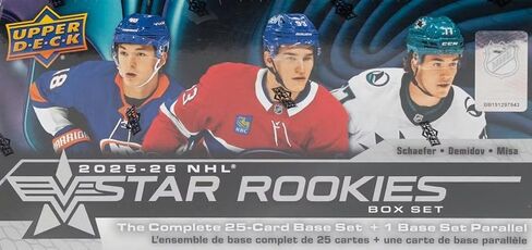 2025 2026 Upper Deck Hockey Star Rookies Limited Edition مجموعة معلبة تضم إيفان ديميدوف، ماثيو شيفر، مايكل ميسا وبن كيندل بطاقات روكي بلس in Saudi Arabia