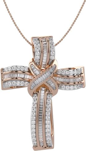 Infinity Cross Diamond Pendant Necklace for Women & Men, 1.00 Cttw Natural or Lab-Grown Diamond in 14K Gold Over 925 Sterling Silver, Religious Christian Jewelry Gift with 18" Chain in Saudi Arabia