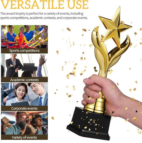 Alasum Star Shape Award Trophy - 11.3 Inch Trophy Cup for Winners, Premium Metallic Finish Competition Prize for Sports, Academic Events, Party Celebrations and Achievement Recognition in Saudi Arabia