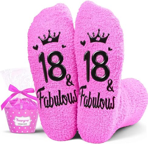 HAPPYPOP 18th Birthday Gifts Ideas Socks - 18 Year Old Birthday Presents for Girls, Happy Birthday Socks for 18 Year Olds in Saudi Arabia