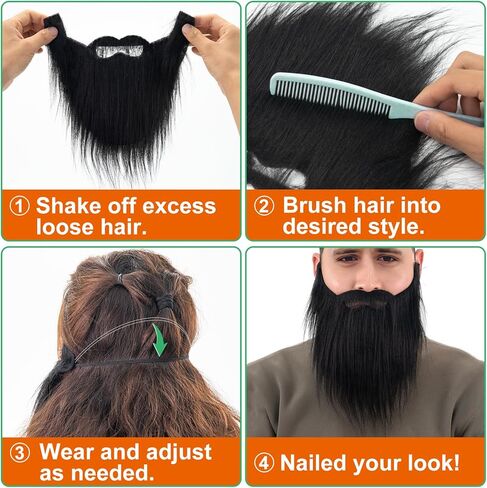 اللحية والحواجب المزيفة من كيكنيك، زي شوارب الملك لشعر الوجه لتزيين لوازم الحفلات، مناسب للبالغين in Kuwait