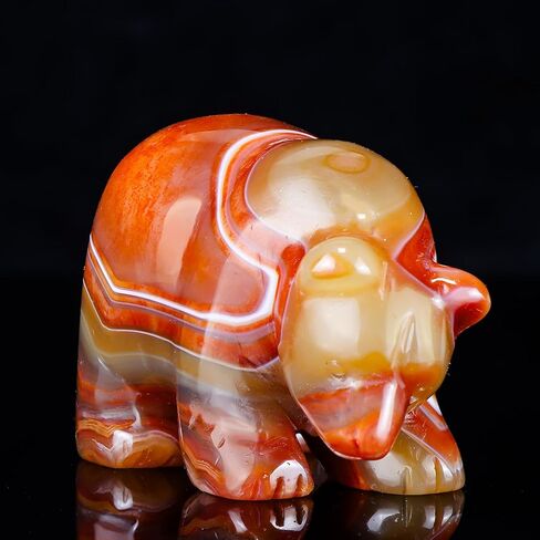 3" Red Banded Carnelian Crystal Bear Figurine Gifts for Hand Carved, Gemstone for Office Bear Statues Home Decor in Saudi Arabia