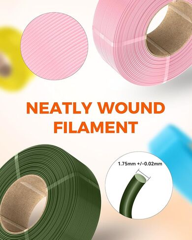 TECBEARS PETG Filament Refill 1.75mm, 3D Printer Filament Refill for Reusable Spool, Dimensional Accuracy +/- 0.02mm, 1kg per Spool, 2 Pack, Olive Green in Saudi Arabia