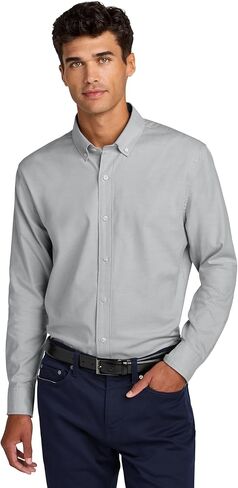 Unisex Long Sleeve Modern Oxford Shirt | Lightweight Collared Shirt for Men & Women, Business Casual Top in Saudi Arabia