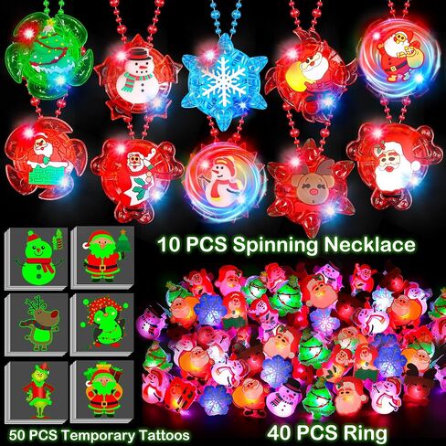 84PCS Christmas Party Favors Glow in The Dark Xmas LED Toys Bulk Christmas Stocking Stuffers Light Up Necklace Bracelet Ring Xmas Treats for Boys Girls Goodie Bag Fillers Classroom Prizes Holiday Gift in Kuwait