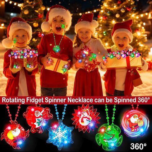 84PCS Christmas Party Favors Glow in The Dark Xmas LED Toys Bulk Christmas Stocking Stuffers Light Up Necklace Bracelet Ring Xmas Treats for Boys Girls Goodie Bag Fillers Classroom Prizes Holiday Gift in Kuwait