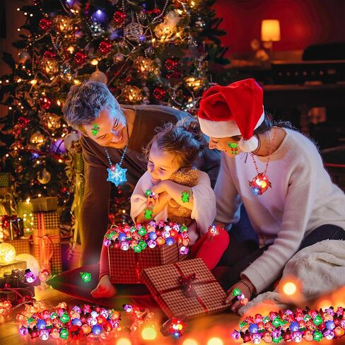 84PCS Christmas Party Favors Glow in The Dark Xmas LED Toys Bulk Christmas Stocking Stuffers Light Up Necklace Bracelet Ring Xmas Treats for Boys Girls Goodie Bag Fillers Classroom Prizes Holiday Gift in Kuwait