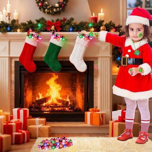 84PCS Christmas Party Favors Glow in The Dark Xmas LED Toys Bulk Christmas Stocking Stuffers Light Up Necklace Bracelet Ring Xmas Treats for Boys Girls Goodie Bag Fillers Classroom Prizes Holiday Gift in Kuwait