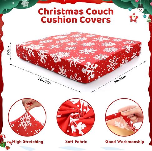 VitalCozy 8 Pcs Winter Snowflake Outdoor Couch Cushion Covers Christmas Stretch Patio Cushion Covers Sofa Seat Slipcovers Replacement Furniture Protector for Armchair Loveseat Holiday Decor(Blue) in Saudi Arabia