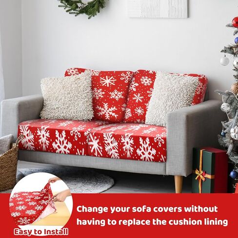 VitalCozy 8 Pcs Winter Snowflake Outdoor Couch Cushion Covers Christmas Stretch Patio Cushion Covers Sofa Seat Slipcovers Replacement Furniture Protector for Armchair Loveseat Holiday Decor(Blue) in Saudi Arabia