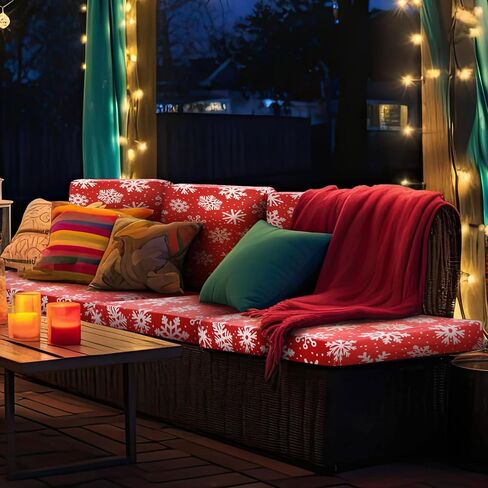 VitalCozy 8 Pcs Winter Snowflake Outdoor Couch Cushion Covers Christmas Stretch Patio Cushion Covers Sofa Seat Slipcovers Replacement Furniture Protector for Armchair Loveseat Holiday Decor(Blue) in Saudi Arabia