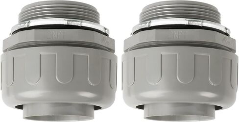 موصلات القناة، موصل سائل محكم مقاس 2 بوصة NPT غير معدني لتركيبات القنوات الكهربائية المرنة من PVC، مستقيم 180 درجة، مدرج في قائمة UL لأدوات الأنابيب المنزلية الخارجية، رمادي (عبوتان) in Kuwait