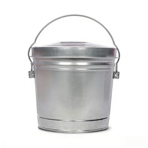 6 Gallon Galvanized Trash Can with Lid, Heavy Duty Metal Waste Basket, Rust-Resistant Steel Body with Handles for Indoor and Outdoor Use, Small Garbage Pail in Saudi Arabia