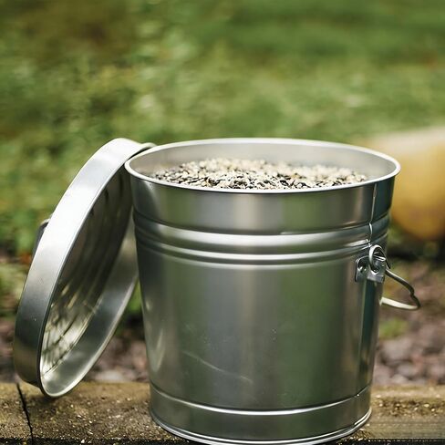 6 Gallon Galvanized Trash Can with Lid, Heavy Duty Metal Waste Basket, Rust-Resistant Steel Body with Handles for Indoor and Outdoor Use, Small Garbage Pail in Saudi Arabia